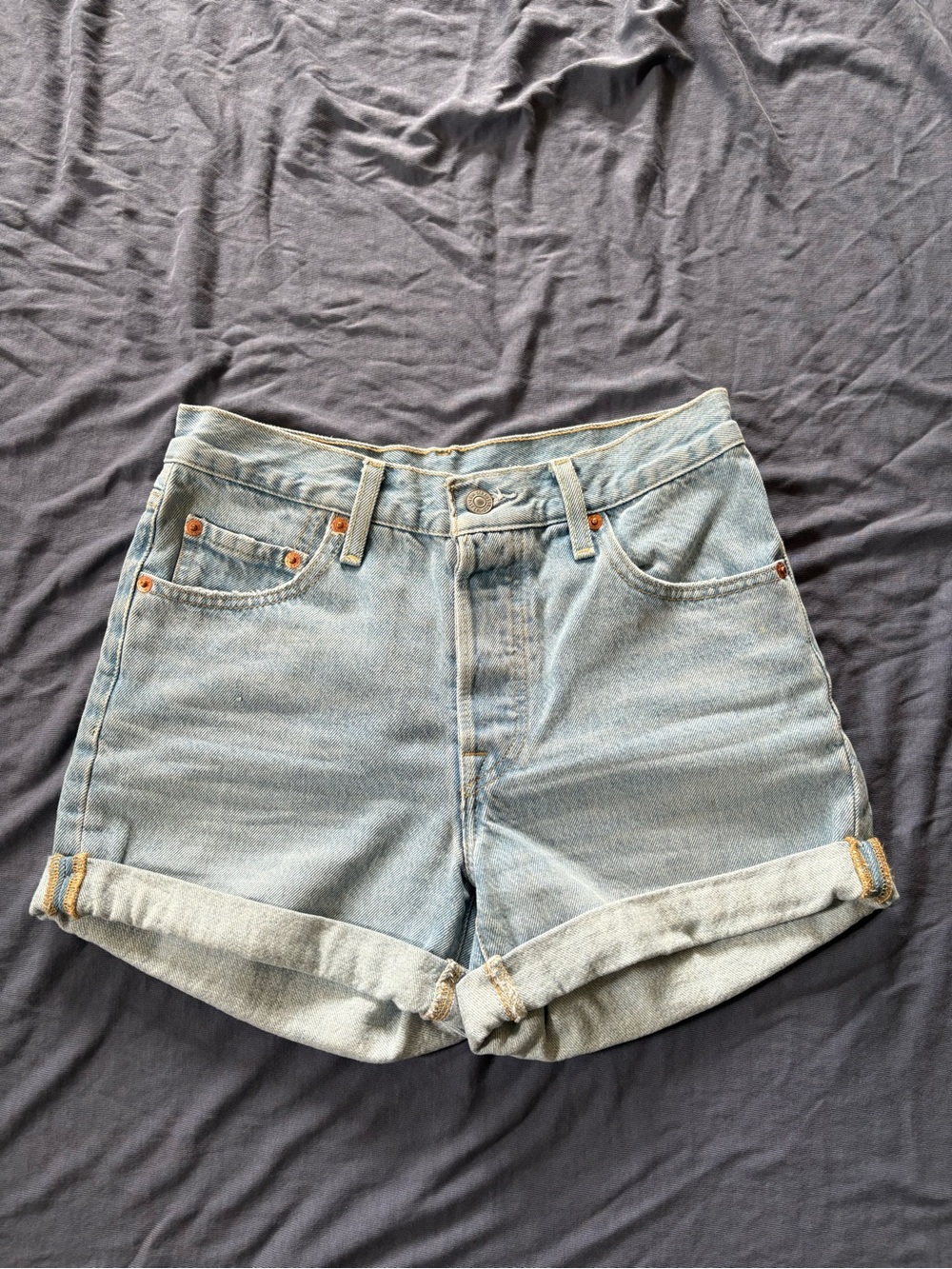 Levi's Light Blue Rolled-Hem Denim Shorts